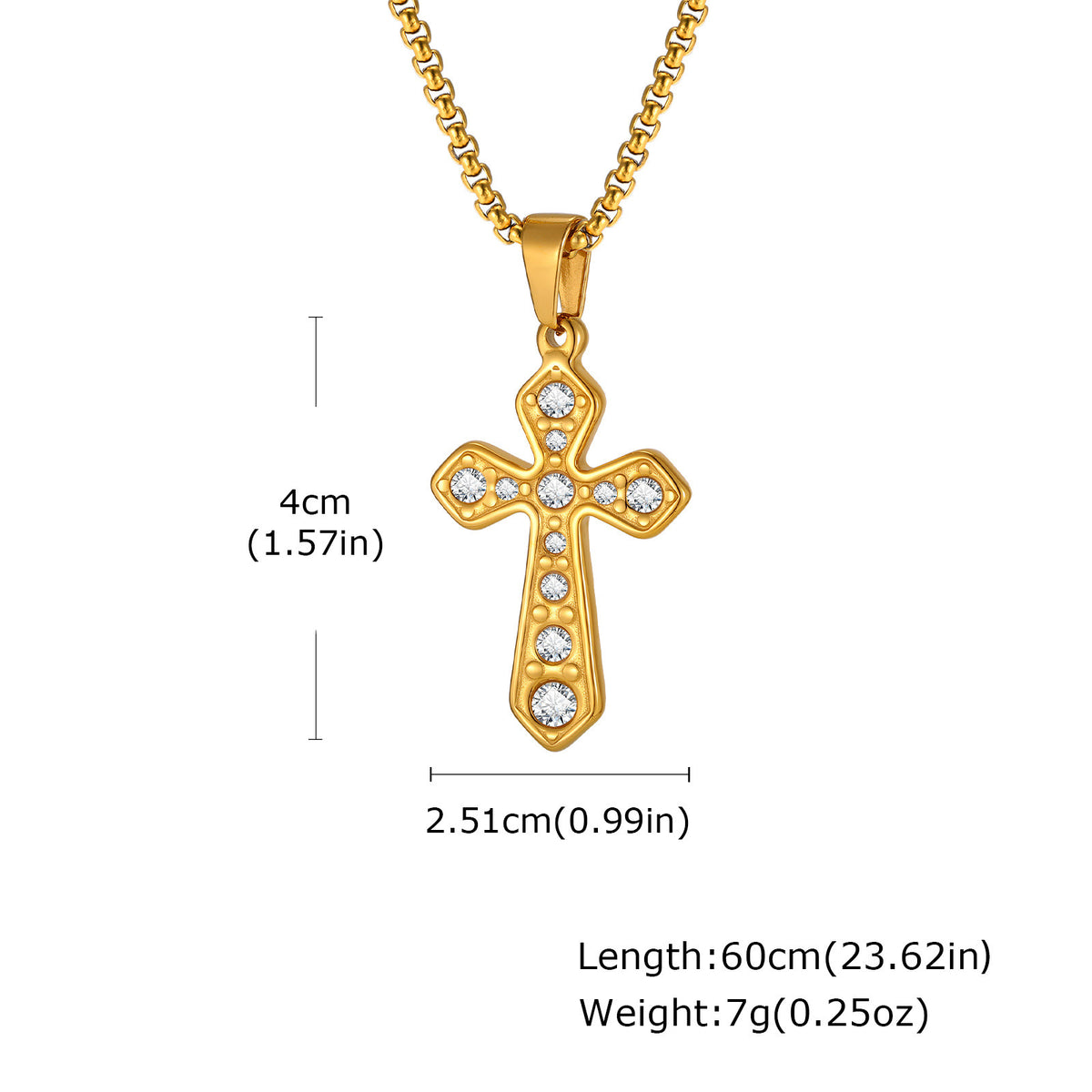Cross Zircon Vintage Stainless Steel Pendant