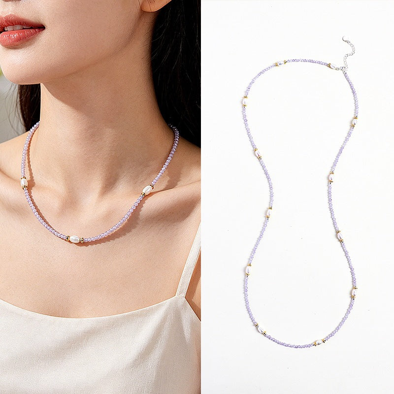 Freshwater Pearl Amethyst Lapis Lazuli Faceted Necklace