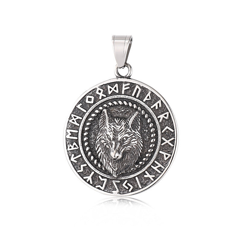 Norse Viking Pendant Double Sided Rune Wolf Planderful Men