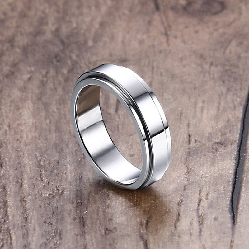 Rotatable Stainless Steel Male and Female Couple Ring Gold