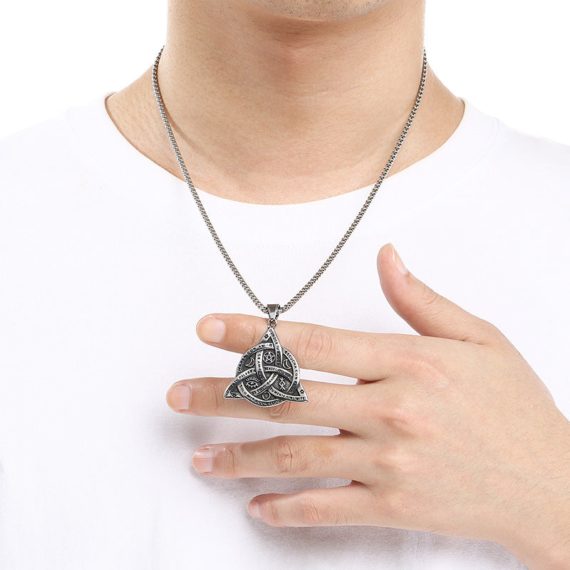 Retro Triangle Knot Pendant, Ancient Pyramid Eye Of Horus Stainless Steel Men's Necklace