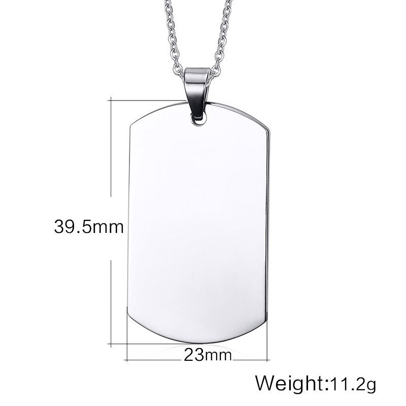 Men's Double-Sided Stainless Steel Pendant Dog Tag Military Tag