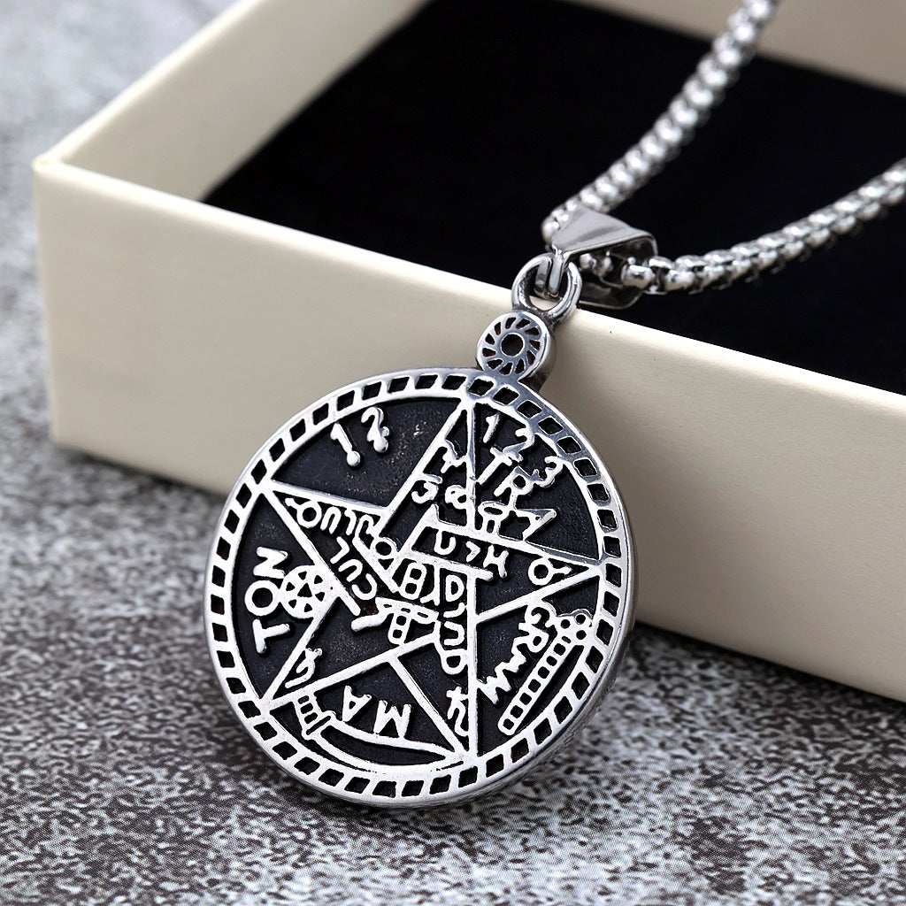 Vintage Single-Sided Stainless Steel Pendant Necklace