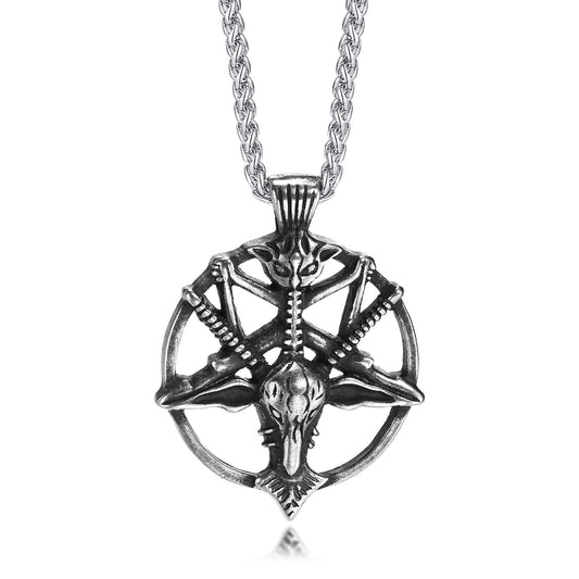 Stainless Steel Punk Satan Goat Head Pendant Retro Men