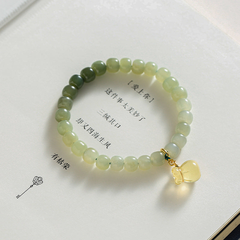 Fortune's Favor Sterling Silver Jade Handstring Bracelet