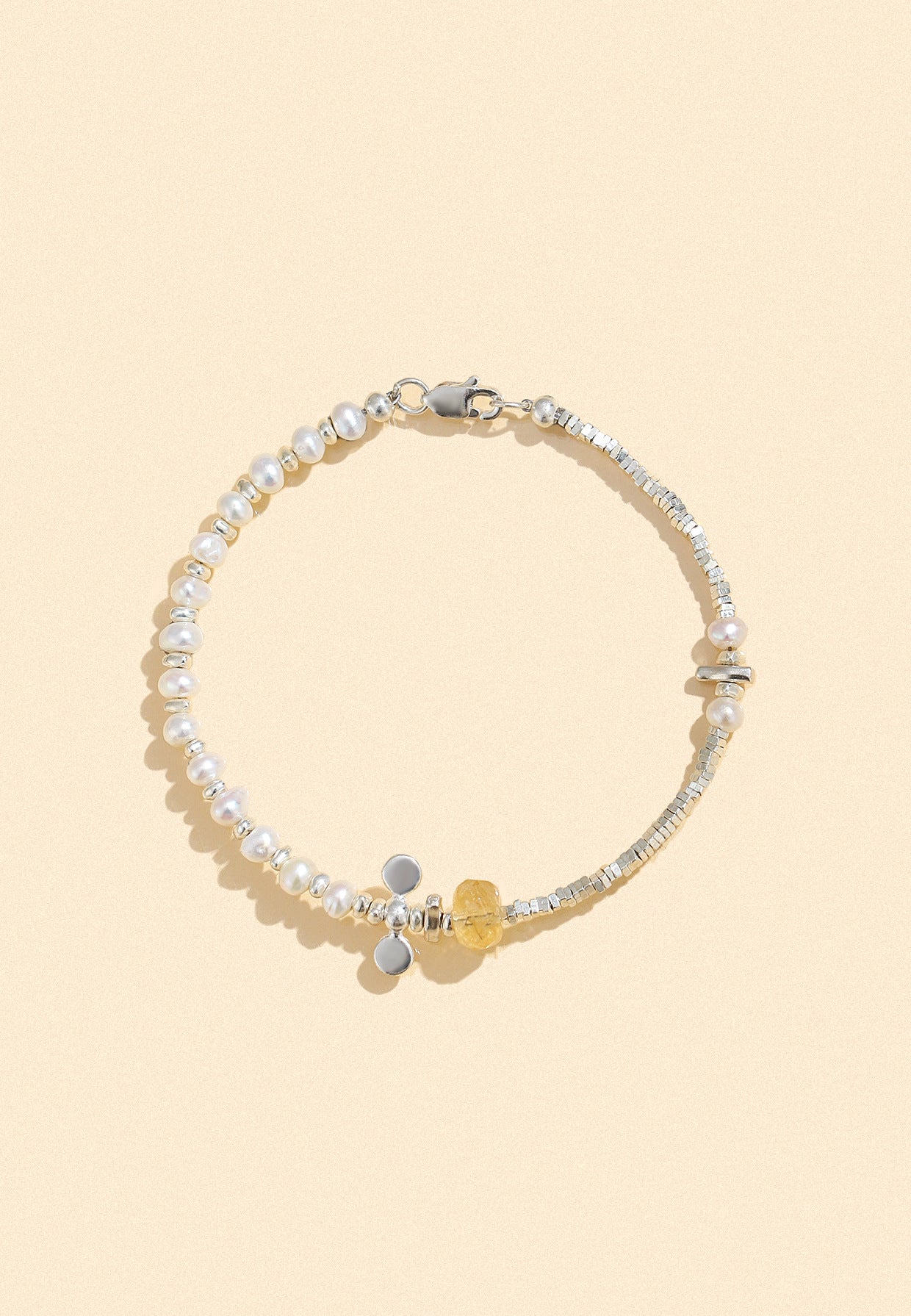 Planderful Fortune's Favor Bracelet – Elegant Natural Pearl and Citrine Design