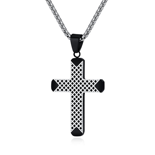 Double-Color Stainless Steel Cross Necklace for Men