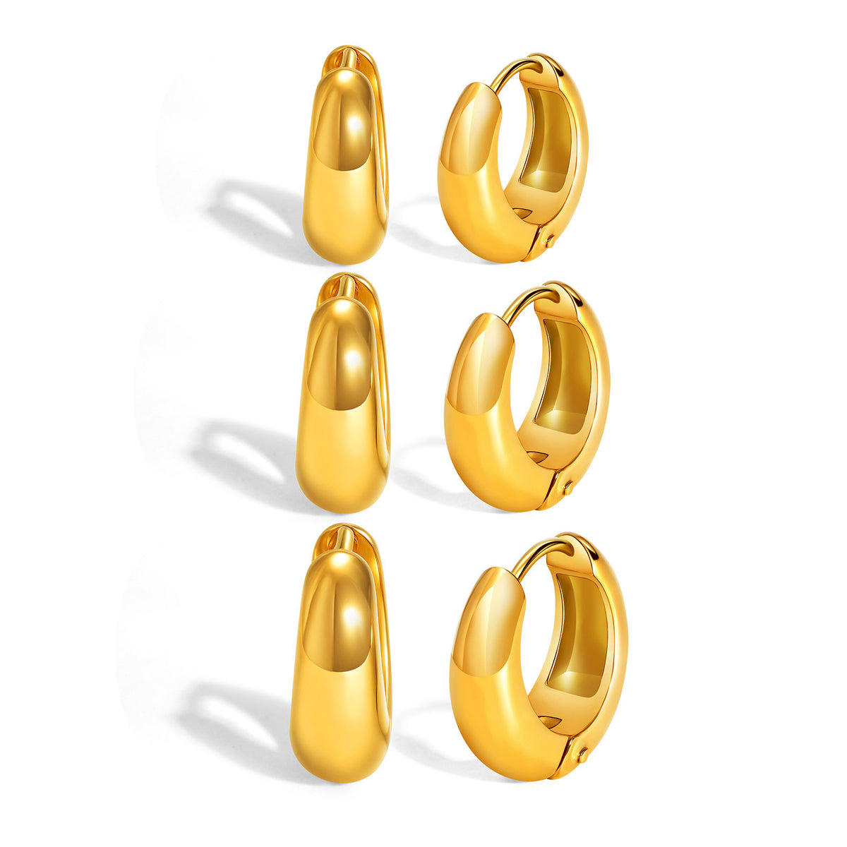 Gold-Tone Earrings — Three Sizes