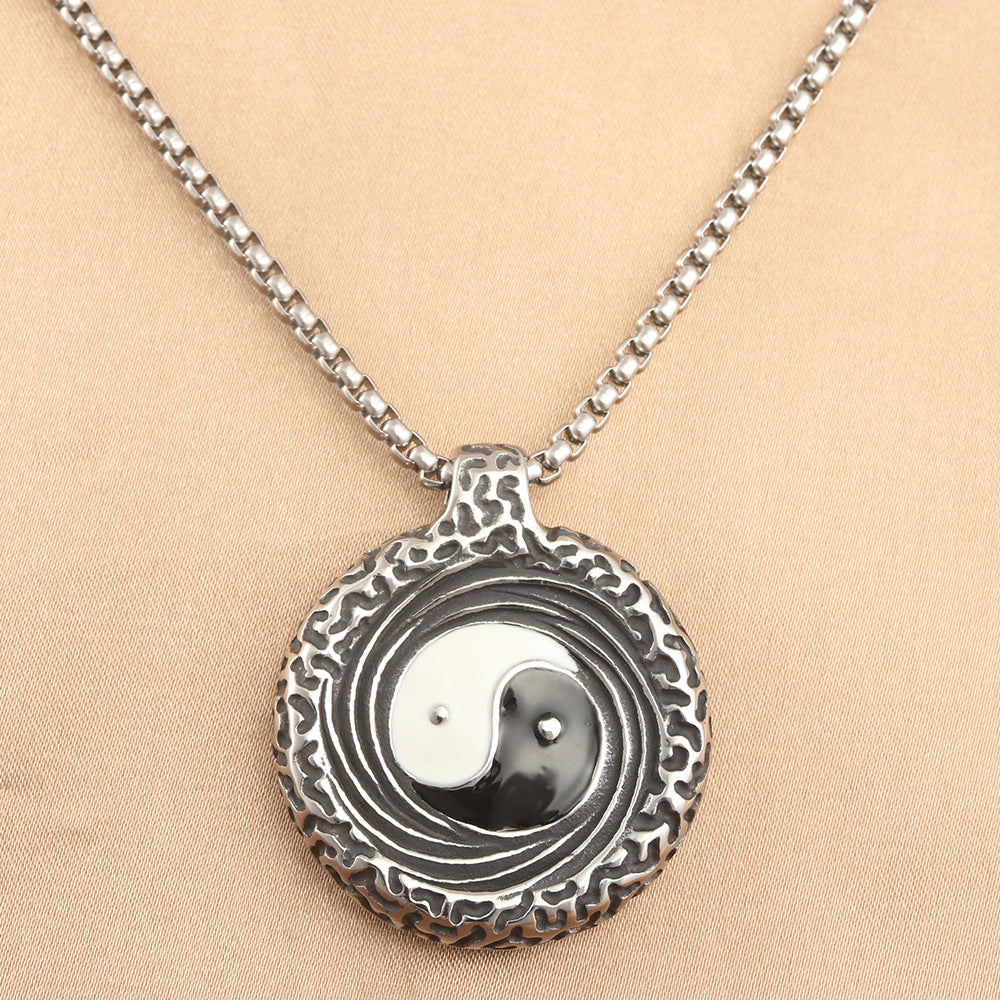 European and American Stainless Steel Tai Chi Pendant Necklace