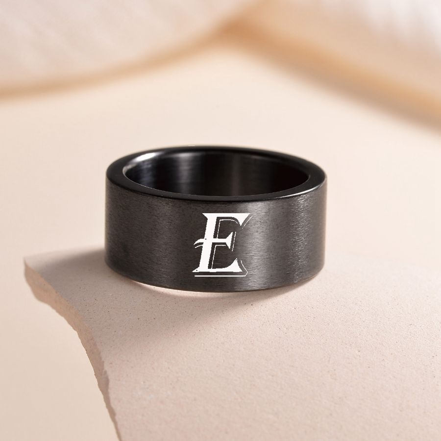 Planderful Everyday Genie Fade Resistant Stainless Steel Letter Ring For Men And Women