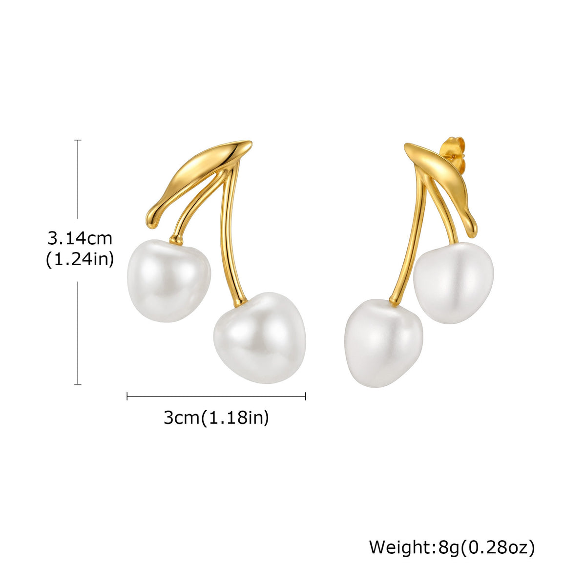 Pearl Cherry Earrings — Mirrored Pair