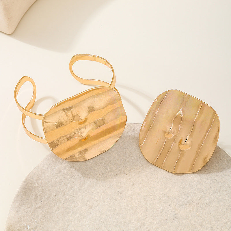 Geometric Love Bracelet and Ring Set for Women's Fashion