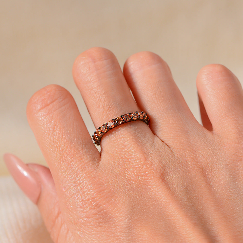 S925 Sterling Silver Full Of Zircon Color Zircon Ring