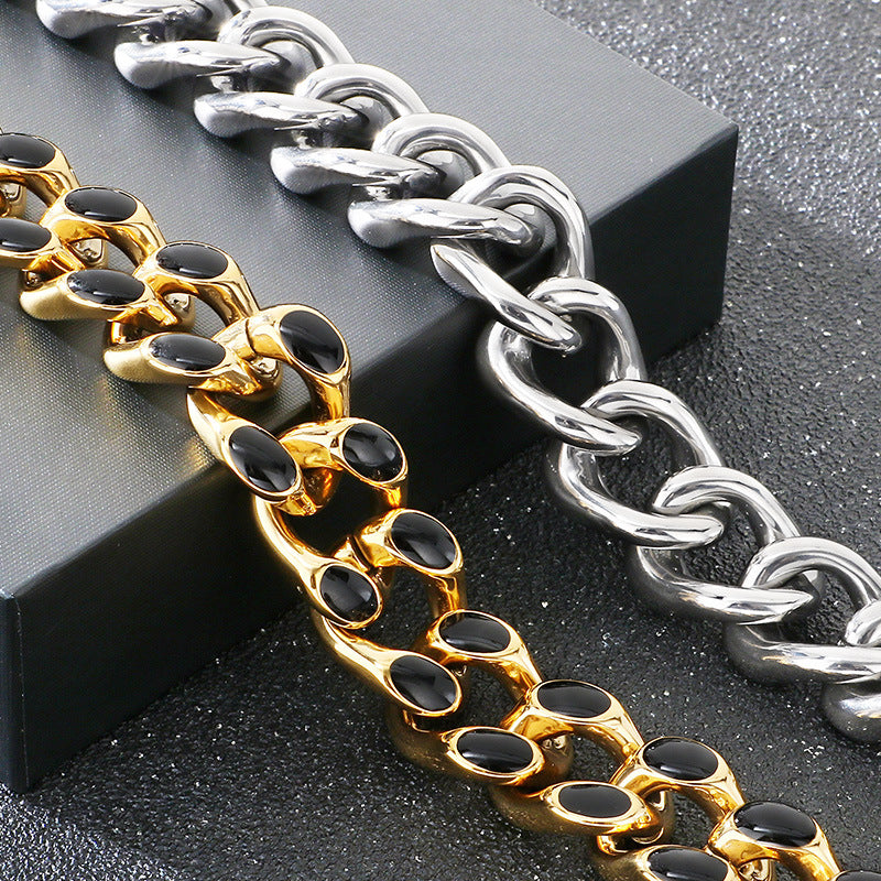 Polished Bracelet – Hip-Hop Nightclub Design Drip Cuban Chain Buckle Stainless Steel