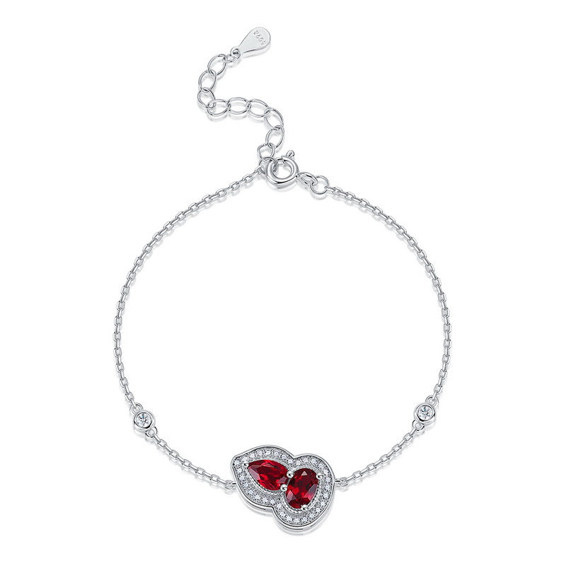 S925 Sterling Silver Lab-Grown Gemstone Gourd Pendant Necklace