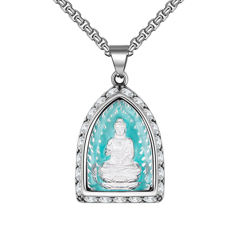 Steel Necklace – Statement Zodiac Buddha Pendant