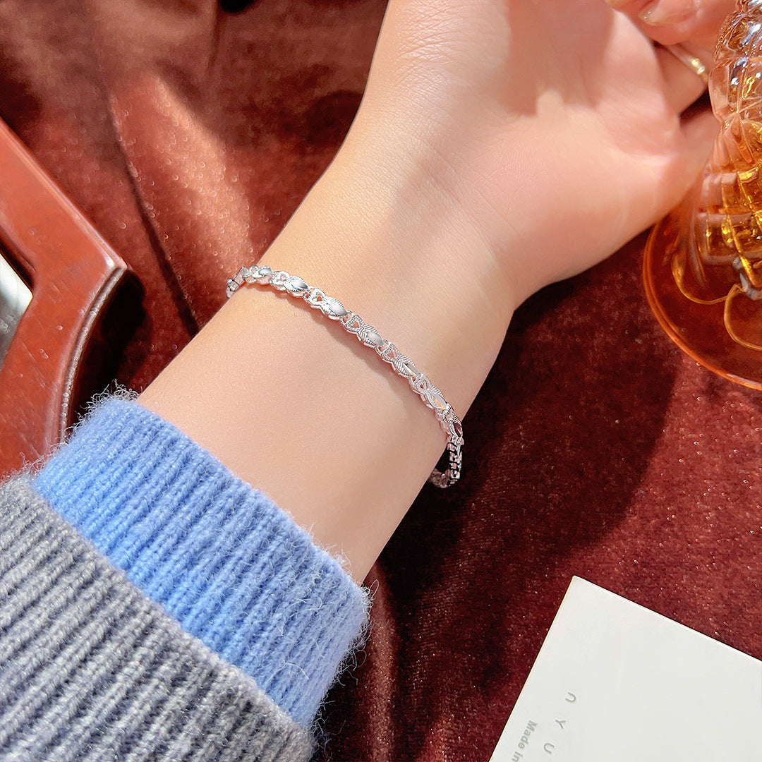 Planderful Everyday Genie – 999 Silver Phoenix Tail Car Flower Bracelet Female Sterling Silver Light Luxury Design