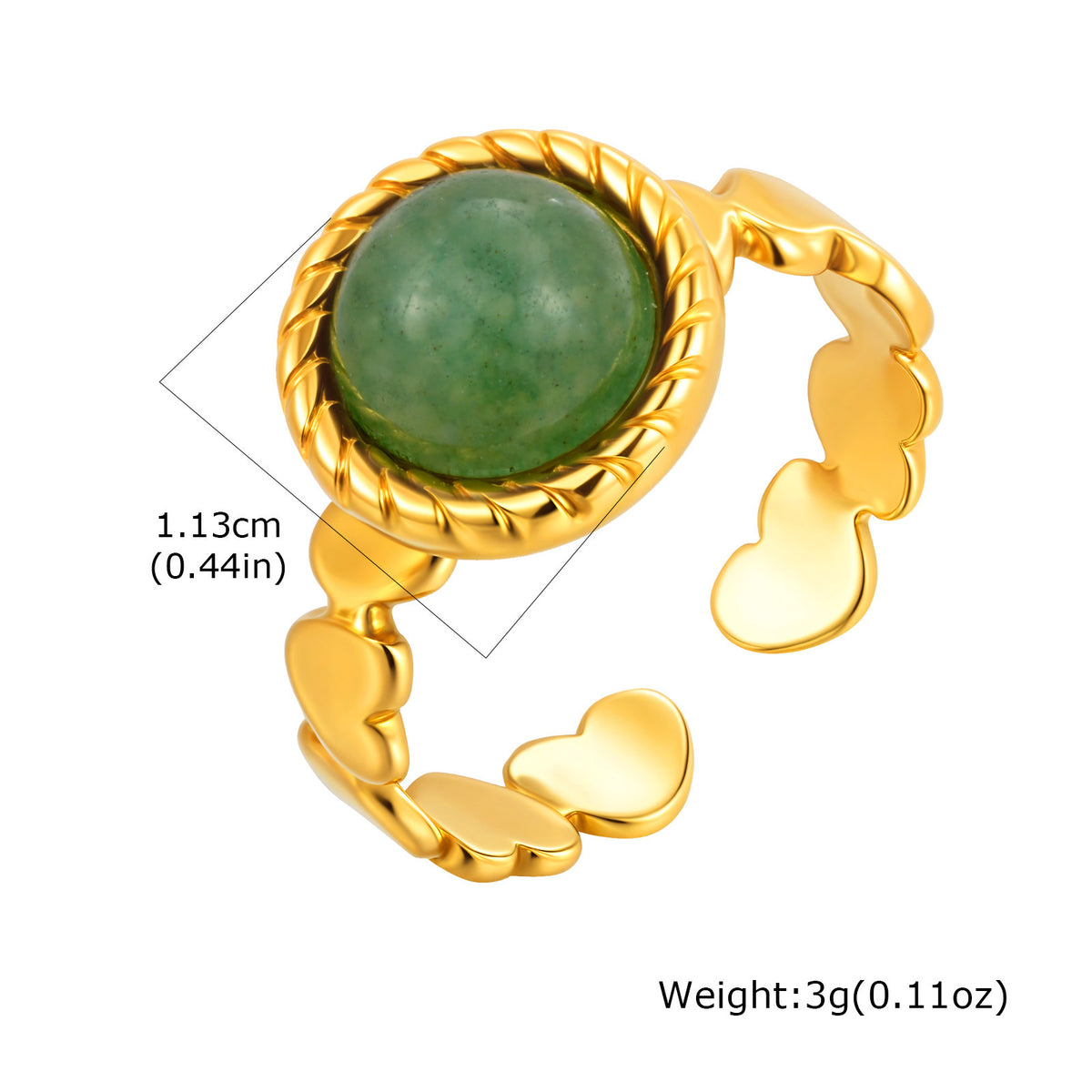 Stainless Steel Geometric Round Egg Surface Natural Stone Imitation Pearl Heart Open Ring