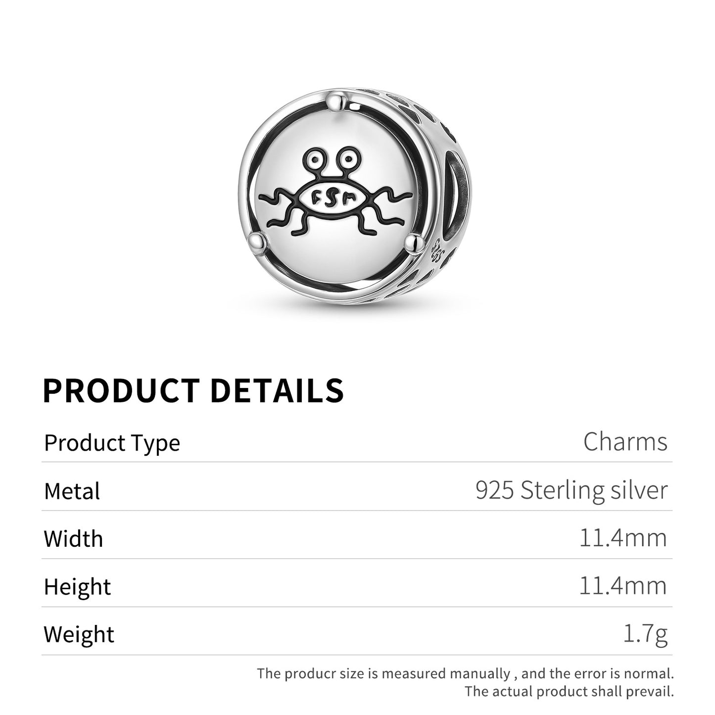 Planderful Jewelry Sterling Silver Beading Pendant With Divine Symbol Charm For Everyday Style