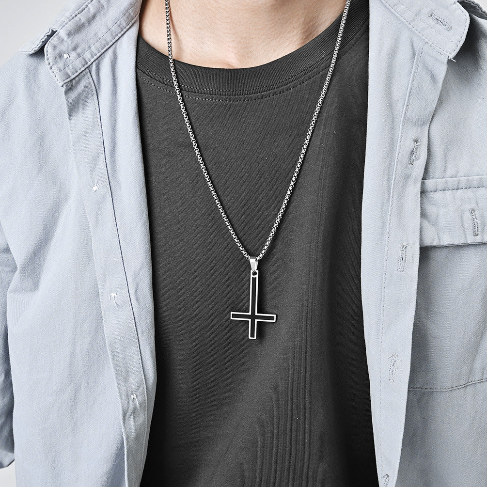 Steel Necklace – Vintage Inverted Cross Pendant