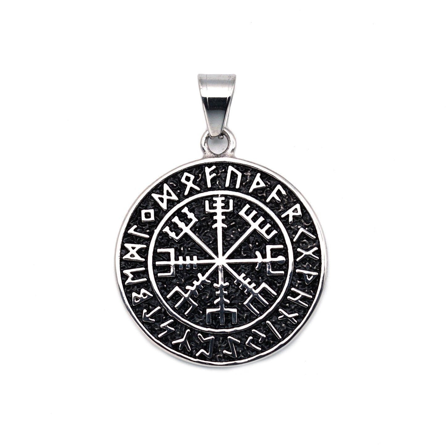 Steel Necklace – Vintage Viking Compass Rune Pendant