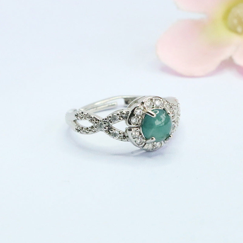 Blue-Water Jadeite Twin Motif Ring