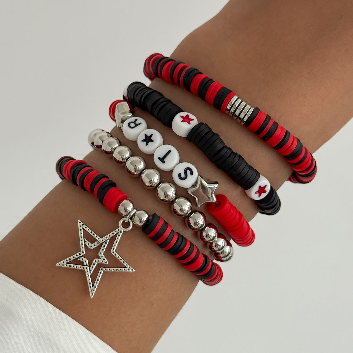 Planderful Vienna Verve Friendship Star Bracelet Set Stacking Elastic Beaded Jewelry For Women