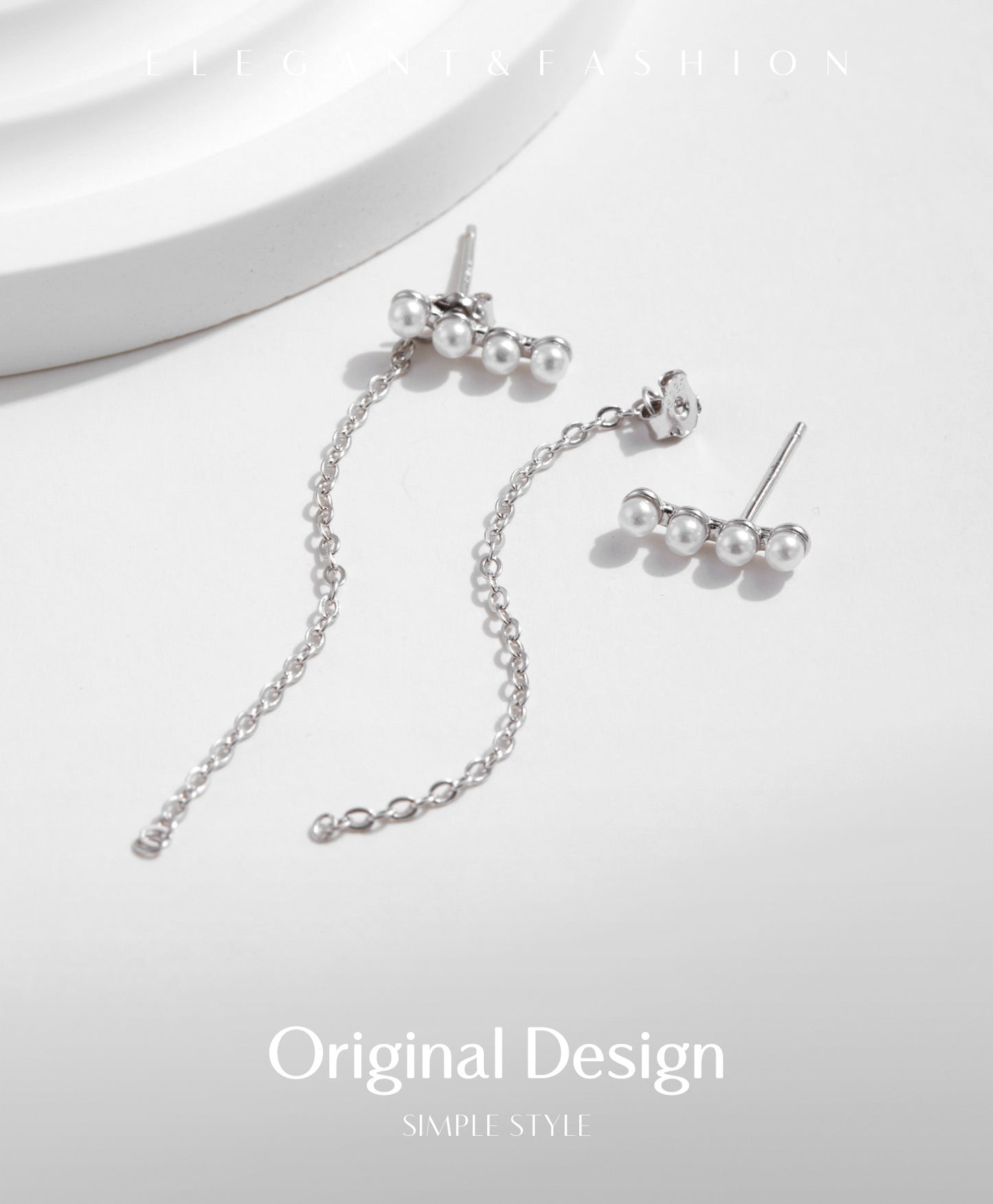 Planderful Everyday Genie Pearl Chain Earrings – Elegant Long Design