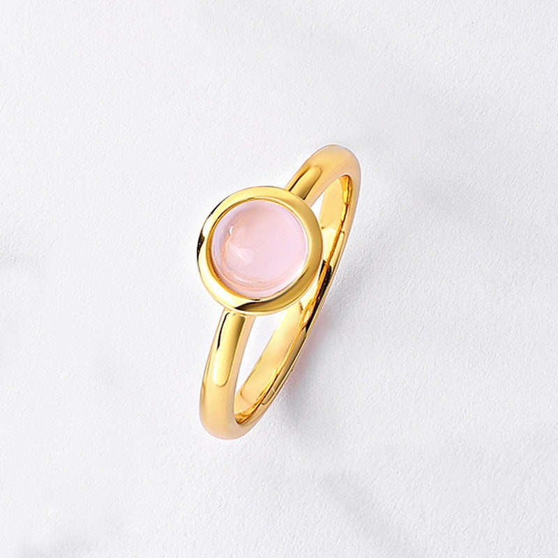 S925 Sterling Silver Gold-Plated Natural Garnet Geometric Ring