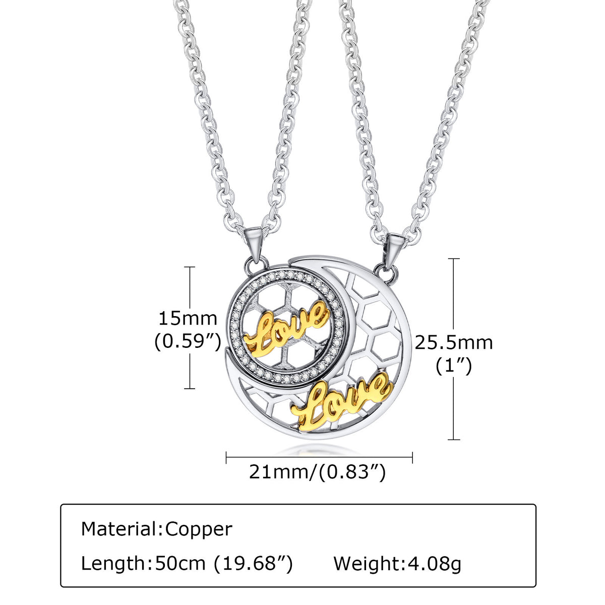 Heart Sun & Moon Zircon Copper Pendant Unisex