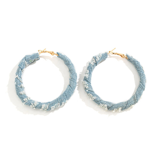 Circular Denim Print Earrings for Stylish Women