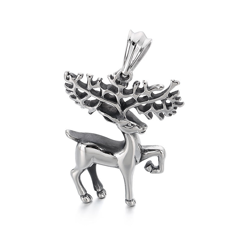 Unicorn Pendant, Retro Dream Pegasus Animal Stainless Steel Men's Pendant Necklace