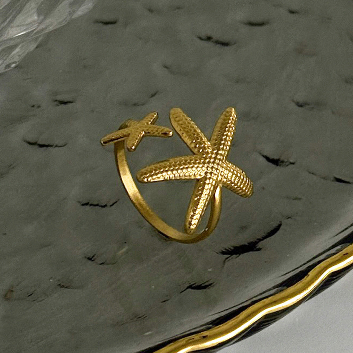 Planderful Stainless Steel Butterfly Ring For Women Vienna Verve Vacation Style Hollow Geometric Opening Jewelry