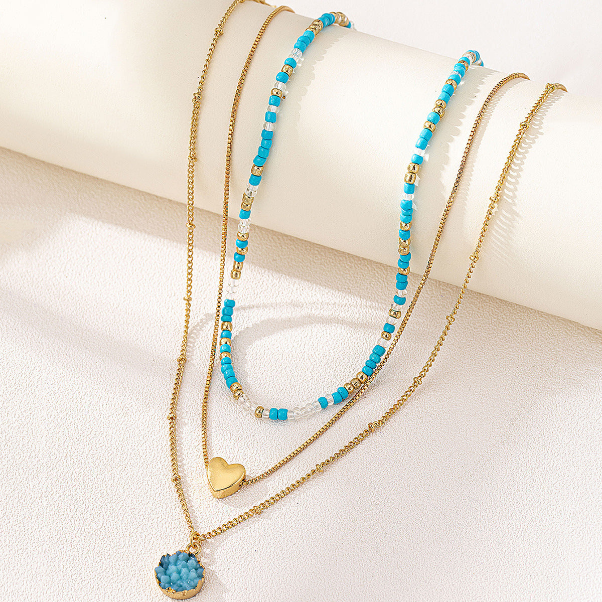 Planderful Vienna Verve Necklace Set – Fashionable Stacked Dopamine Colored Design