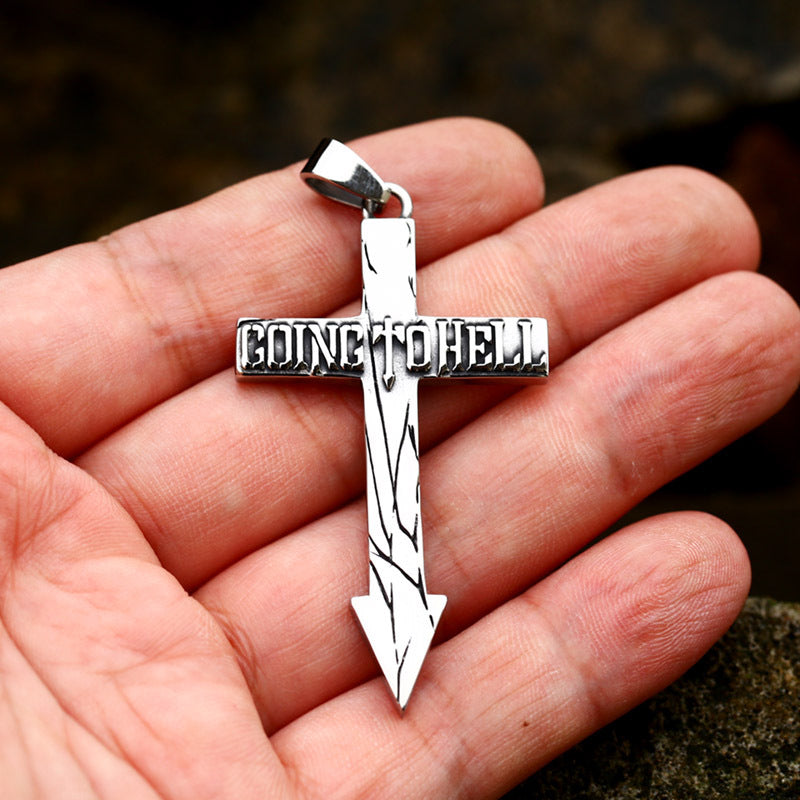 Retro Titanium Steel Arrow Pendant for Men - Simple Stainless Steel Cross Design