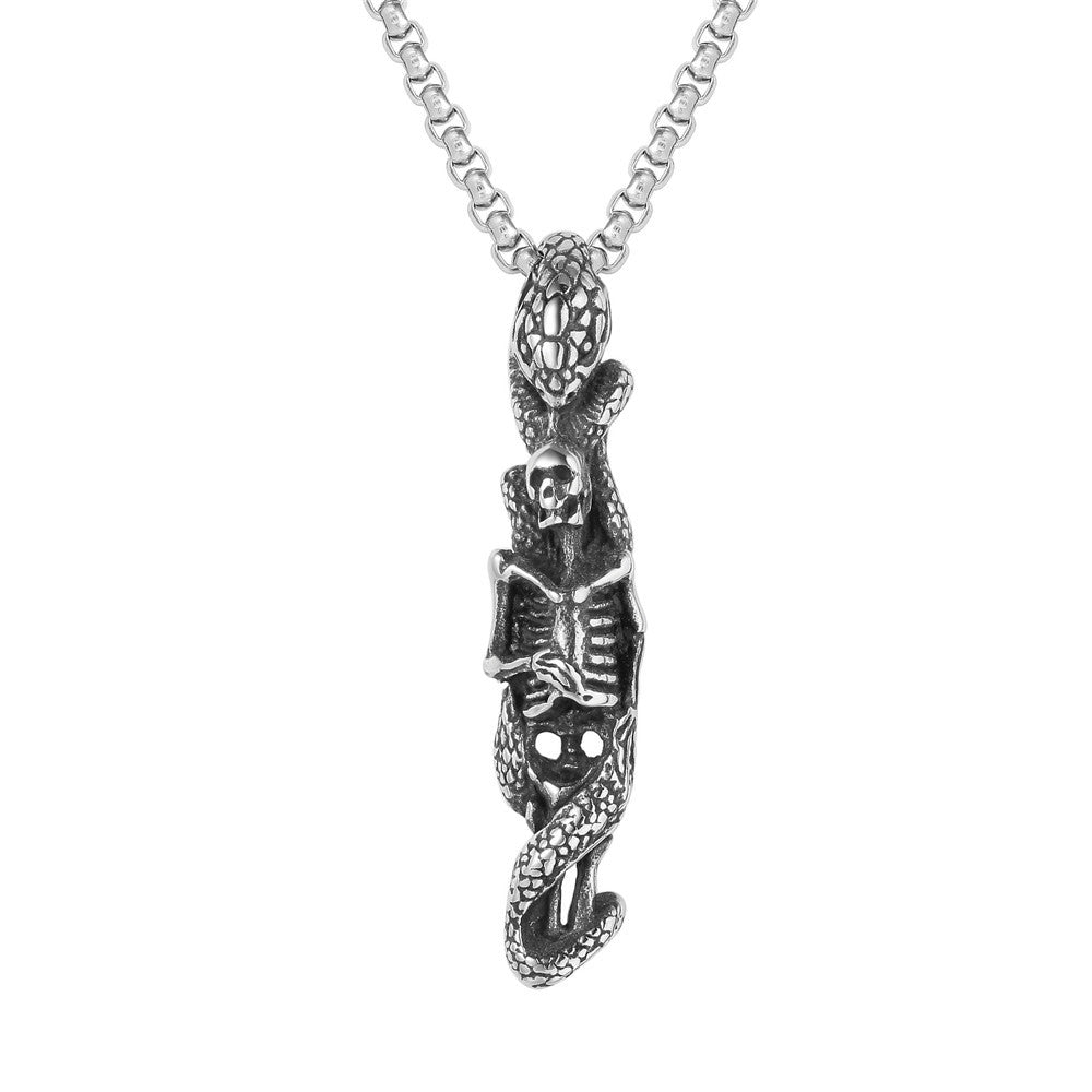 Snake Skull Titanium Steel Pendant Necklace