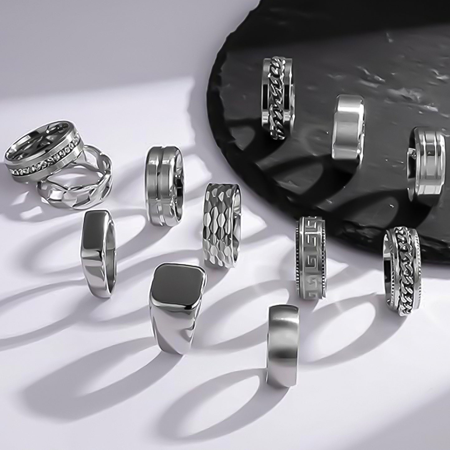 Planderful Titanium Steel Ring Unisex Square Seal Hip Hop Decompression Relief Premium Size 7 To 13