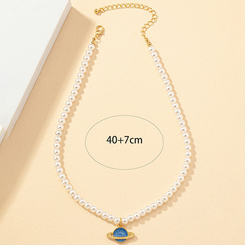 Blue Planet Pearl Pendant Necklace - Elegant and Chic Jewelry for Women