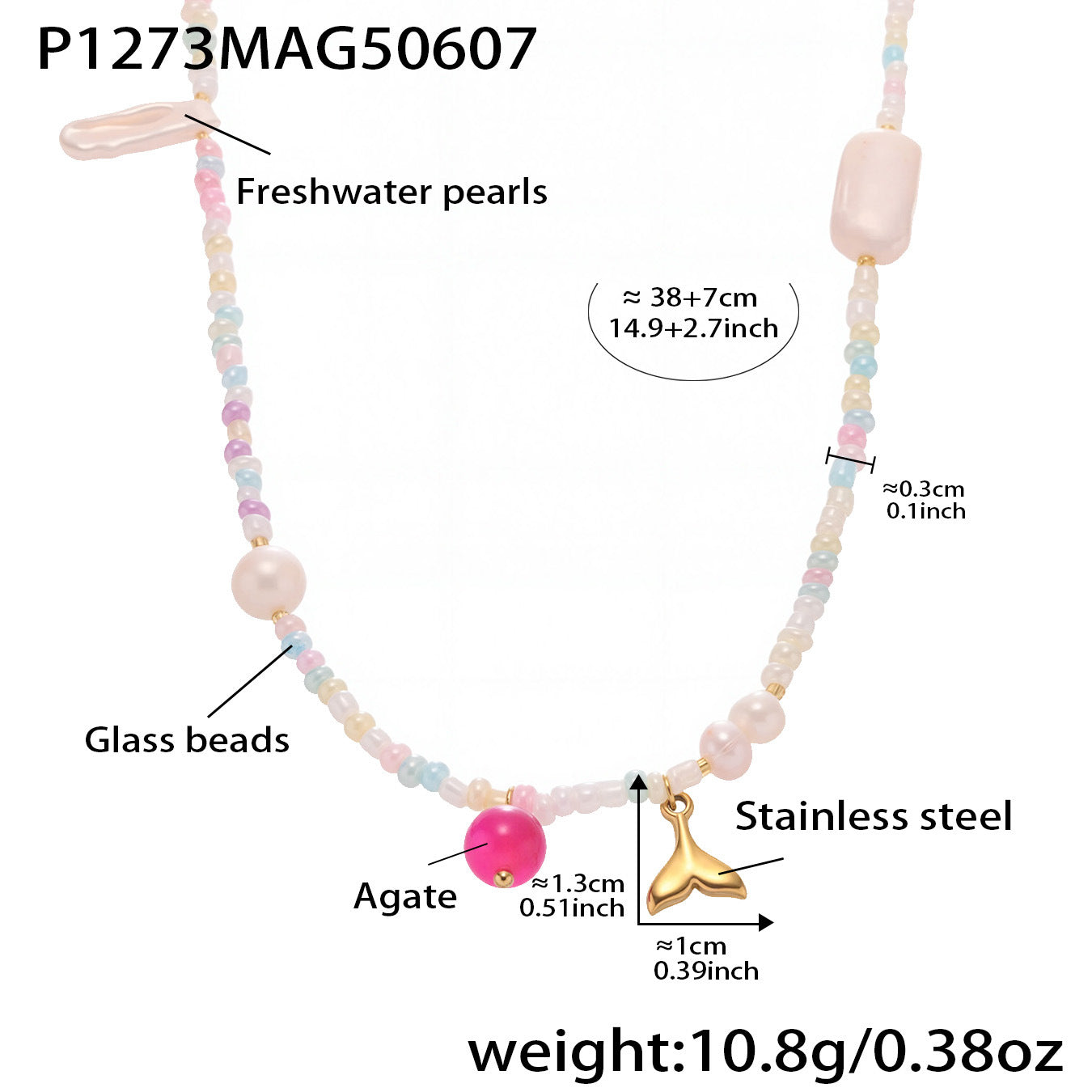 Planderful Flower Agate Necklace Beaded Collarbone Women