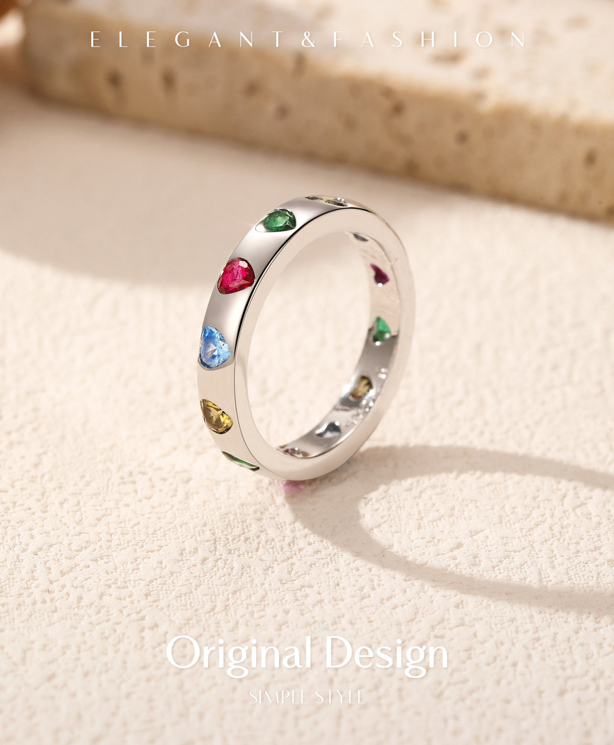 925 Sterling Silver Clover Heart Turquoise Ring