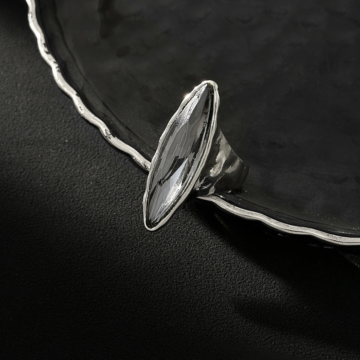 Black Acrylic Ring Planderful Vienna Verve For Minimalist Women Geometric Square Statement Jewelry