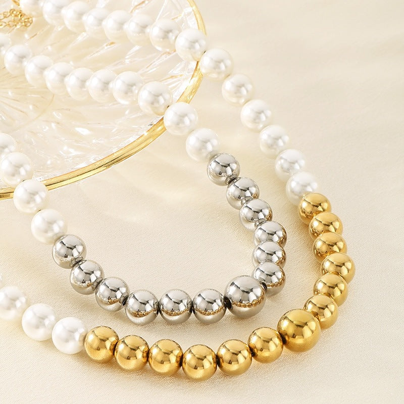 French Light Imitation Pearl Spell Round Bead Commuting Gentle Girl Versatile Necklace Collarbone