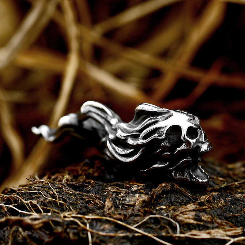 Bold Gothic Skull Titanium Steel Pendant - Retro Men's Ghost Head Jewelry