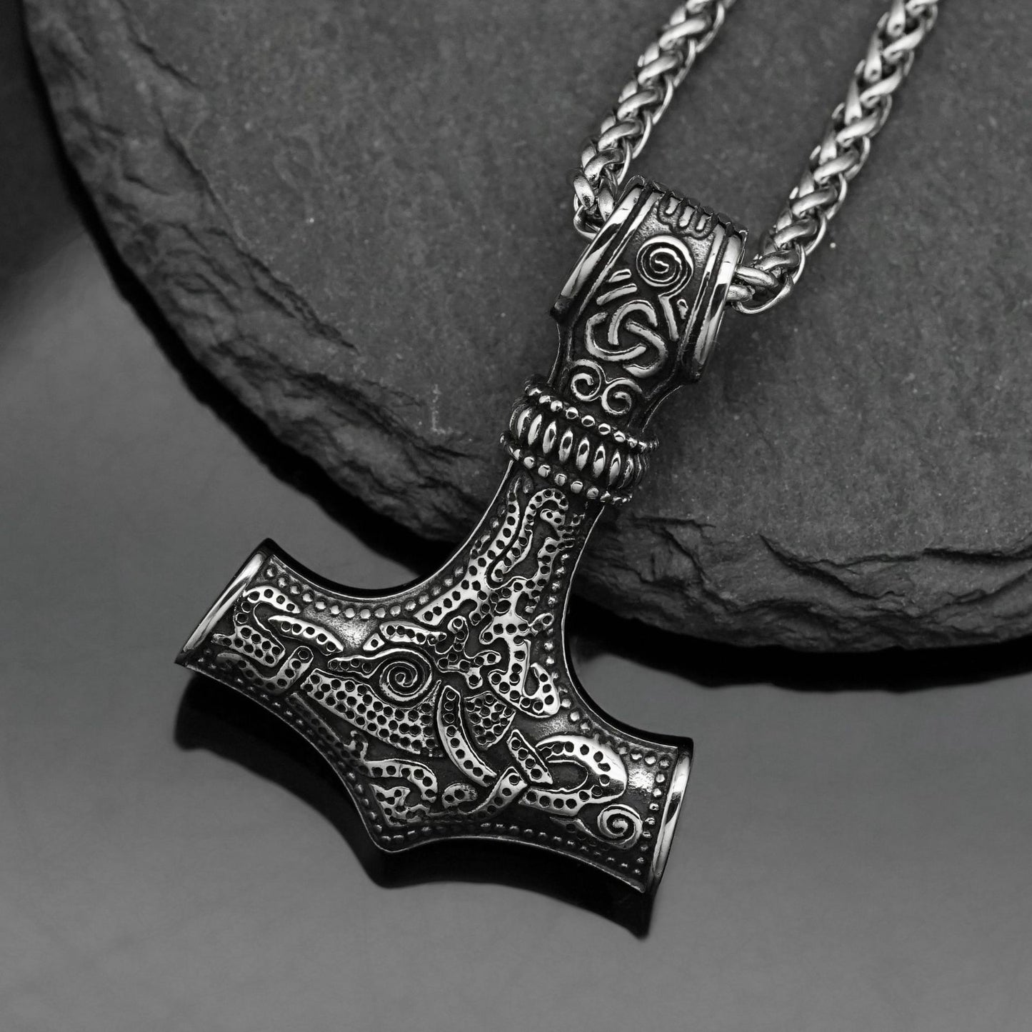 Steel Necklace – Minimalist Nordic Thor's Hammer Pendant