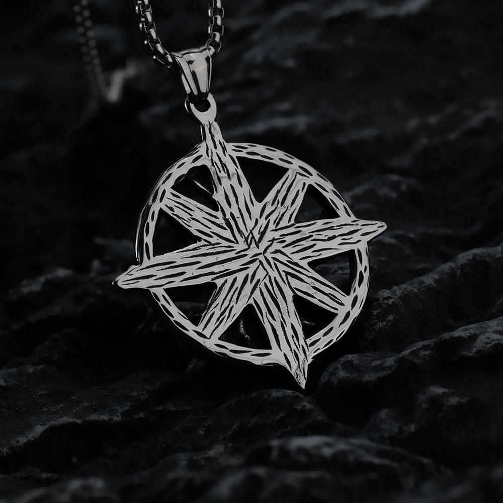 Retro Stainless Steel Men's Pendant Cross with Red Stone