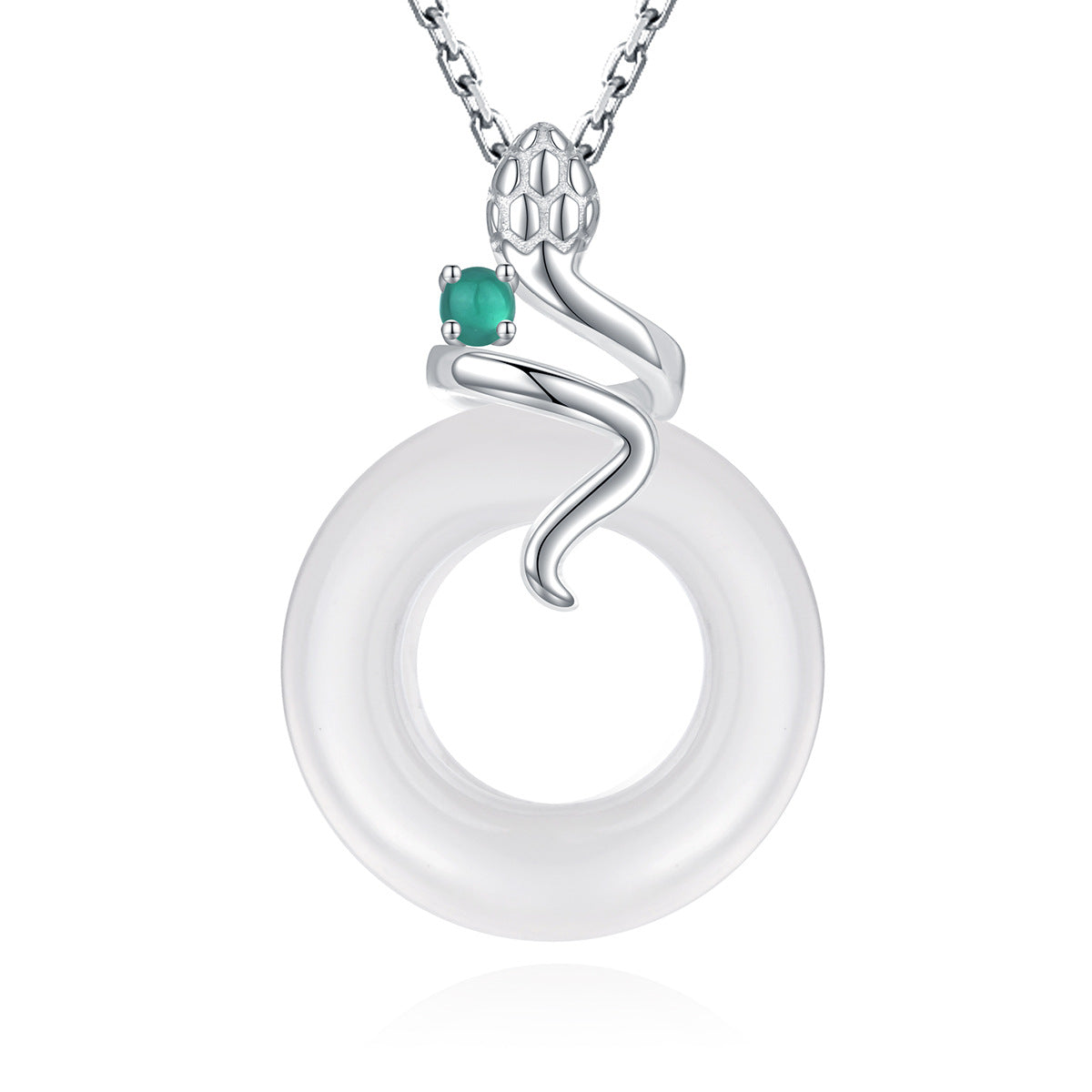 S925 Sterling Silver Natural Chalcedony Safety Buckle Necklace