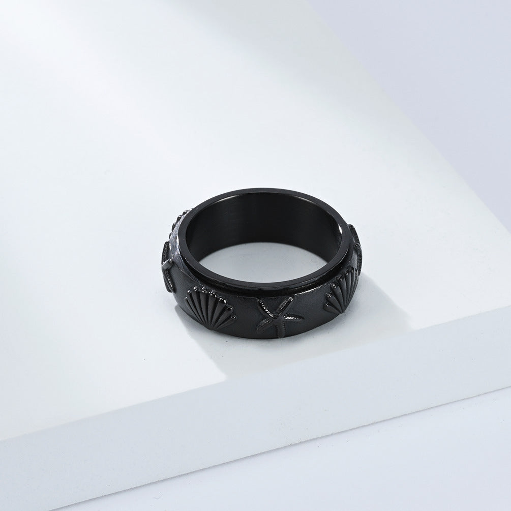 Rotating Decompression Ring Planderful Ocean Style Stainless Steel For Men Anxiety Relief Jewelry