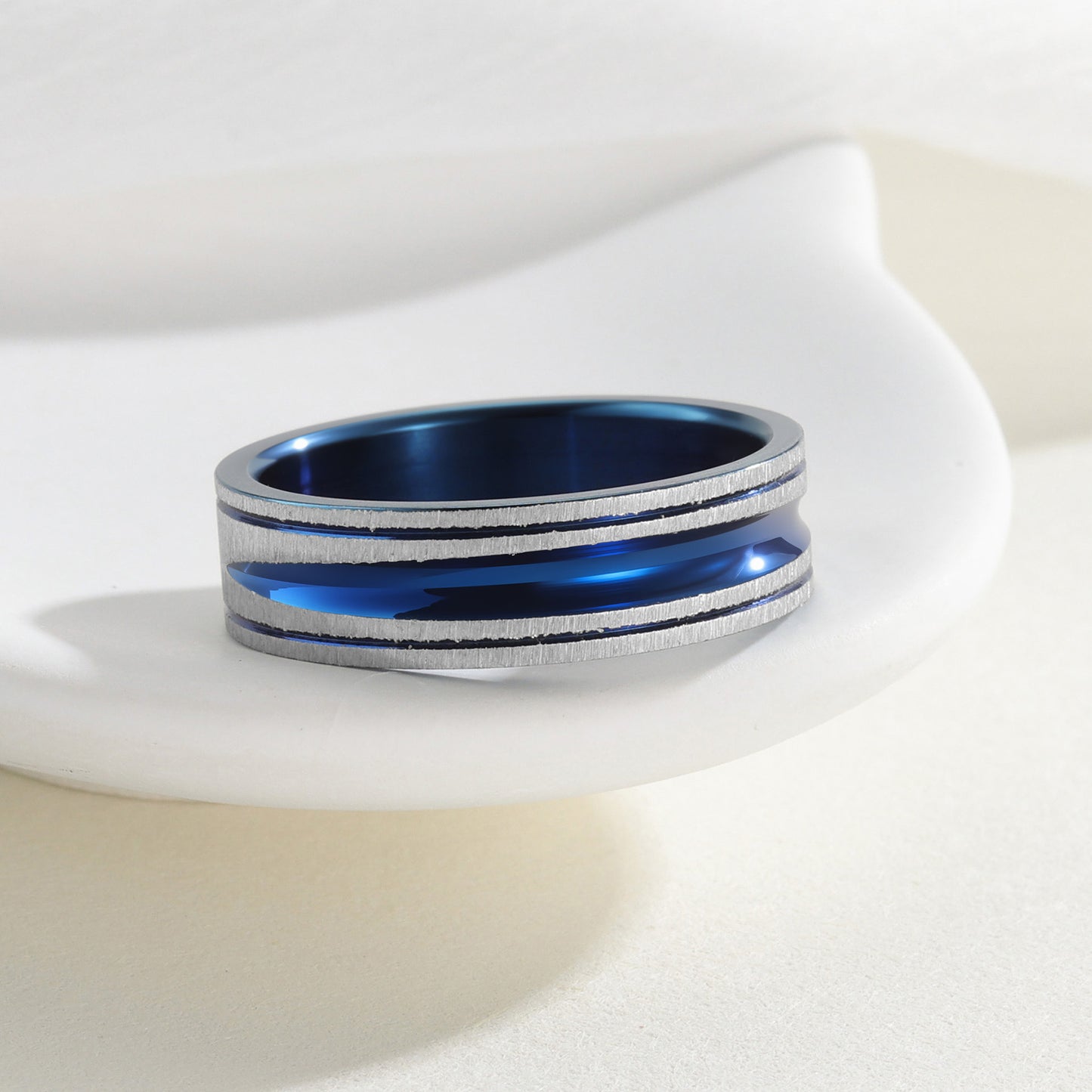 Planderful Titanium Ring 6mm Groove Two Tone For Men