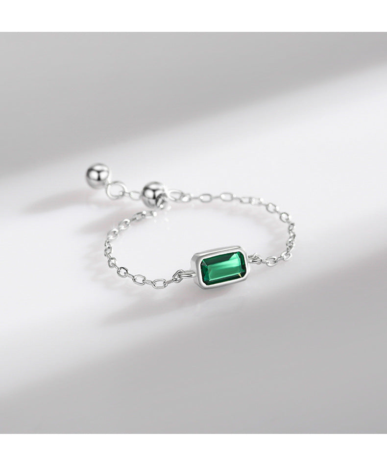 Adjustable Sterling Silver Ring with Zircon Inlay from Planderful Collection