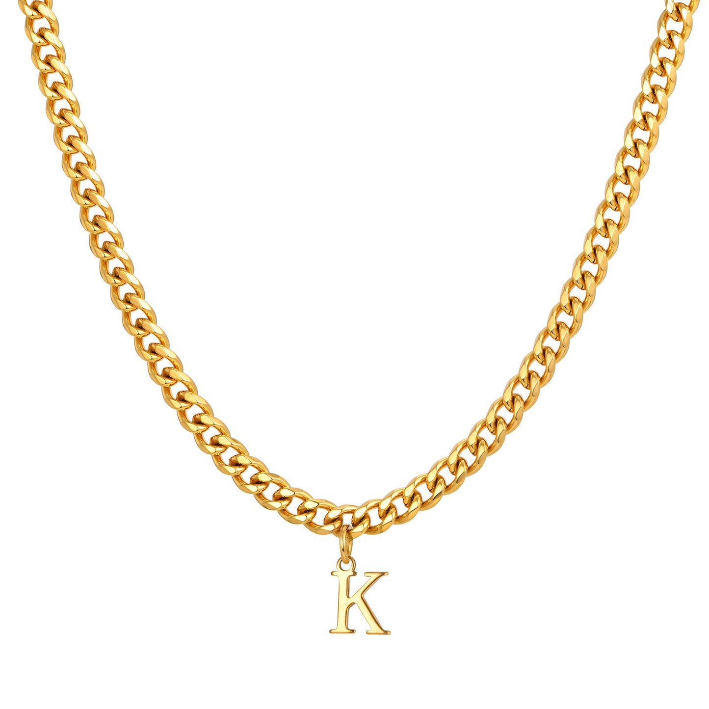 Planderful Mens Stainless Steel Letter Necklace Gold For Men